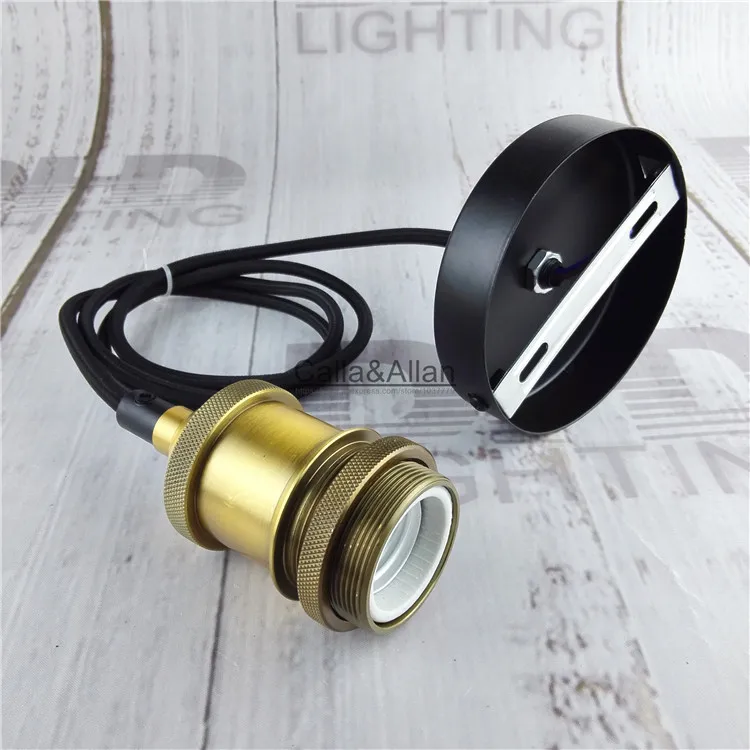 Бесплатная доставка матовая латунь DIY подвесной светильник с проводом E27