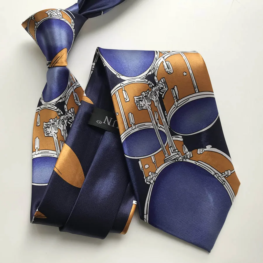 

Designer's Musical Tie Fashion Men Printed Drums Necktie for Musician Concert