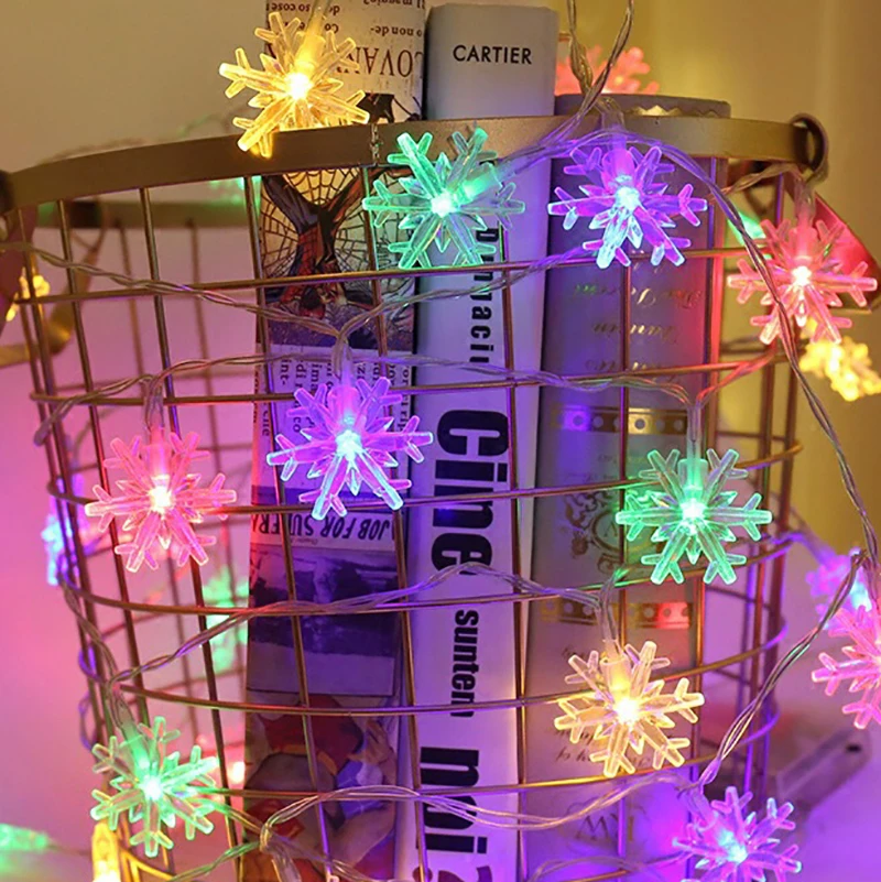 1PC 220V Snowflake Light String Led Fairy Christmas Party Home Wedding Garden Garland Xmas Tree Decorations New | Освещение