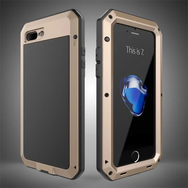 Luxury Dirt proof Shockproof Life Waterproof Case for iPhone 7 Heavy Duty Armor Aluminum Metal Cover Gorilla Glass Hard |
