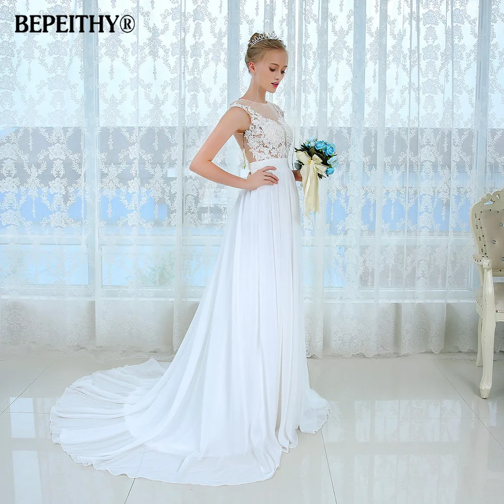 Vestido De Novia, короткий рукав, Пляжное свадебное платье, кружевные сексуальные свадебные платья, шифоновое свадебное платье, горячая распродажа