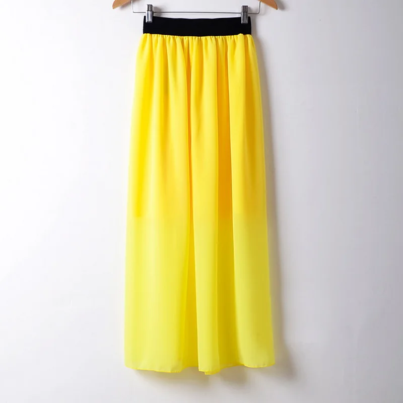 Uwback женщин шифоновая юбка макси 2017 новое лето boho плиссированные юбки пляж