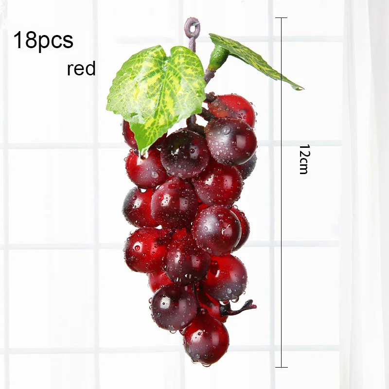 18pcs red 1 шт Искусственные Фрукты Пластиковые искусственные виноградные поддельные фрукты для дома украшение стола для вечеринки - Цвет: 18pcs red