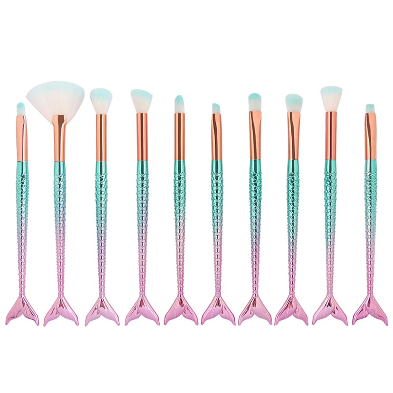 10PCS Профессиональный 10/15 шт. набор кистей для макияжа кисть для пудры, теней для век контурная кисть для консилера Румяна Косметика для макияжа инструмент - Handle Color: 10PCS