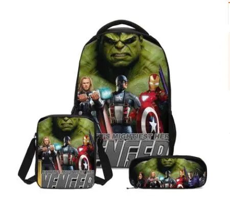 Новинка 3 шт./компл. рюкзаки для мальчиков и девочек Книжная сумка Marvel Avengers Hero Captain