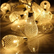 Tira de luces LED de hierro para decoración del hogar, lámpara con forma de gota de agua, de hadas, para fiesta, árbol de Navidad, 10 unidades