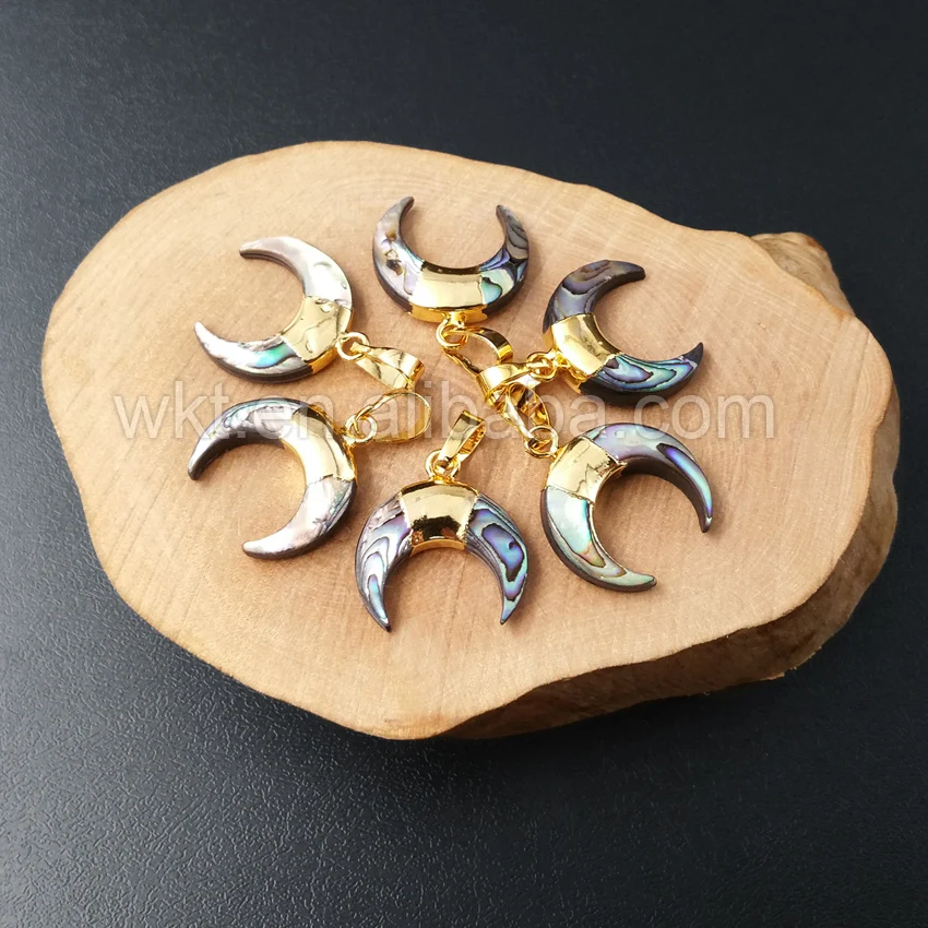 Женская милая маленькая подвеска в виде полумесяца 24k|horn pendant|crescent horn pendantshell abalone |