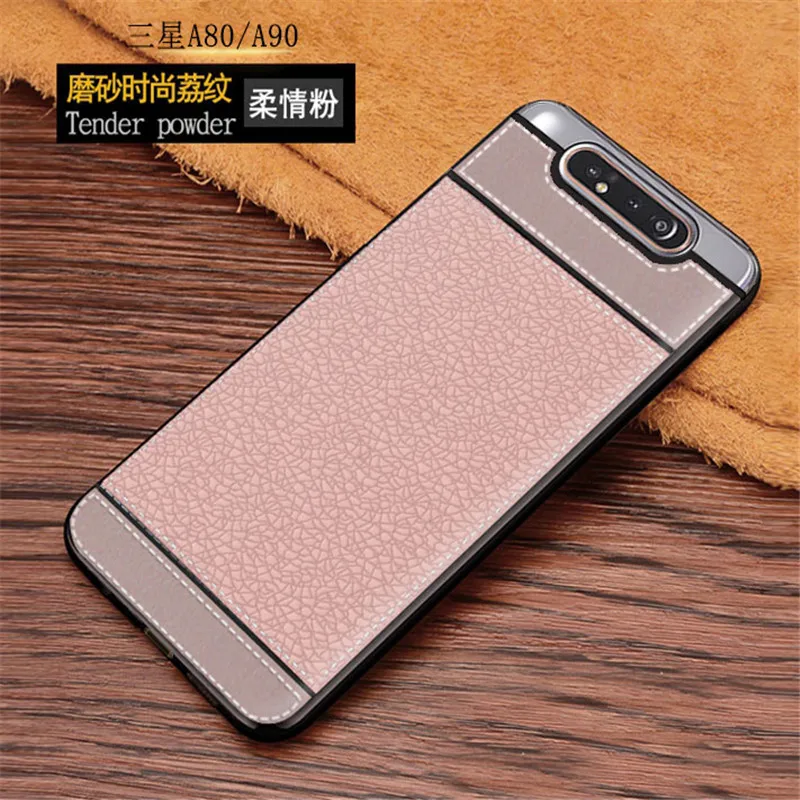 Чехол для samsung Galaxy A80, ударопрочный, кожаный, мягкий, силиконовый чехол для samsung A80 Galaxy A 80 A805 A805F SM-A805F - Цвет: Розовый
