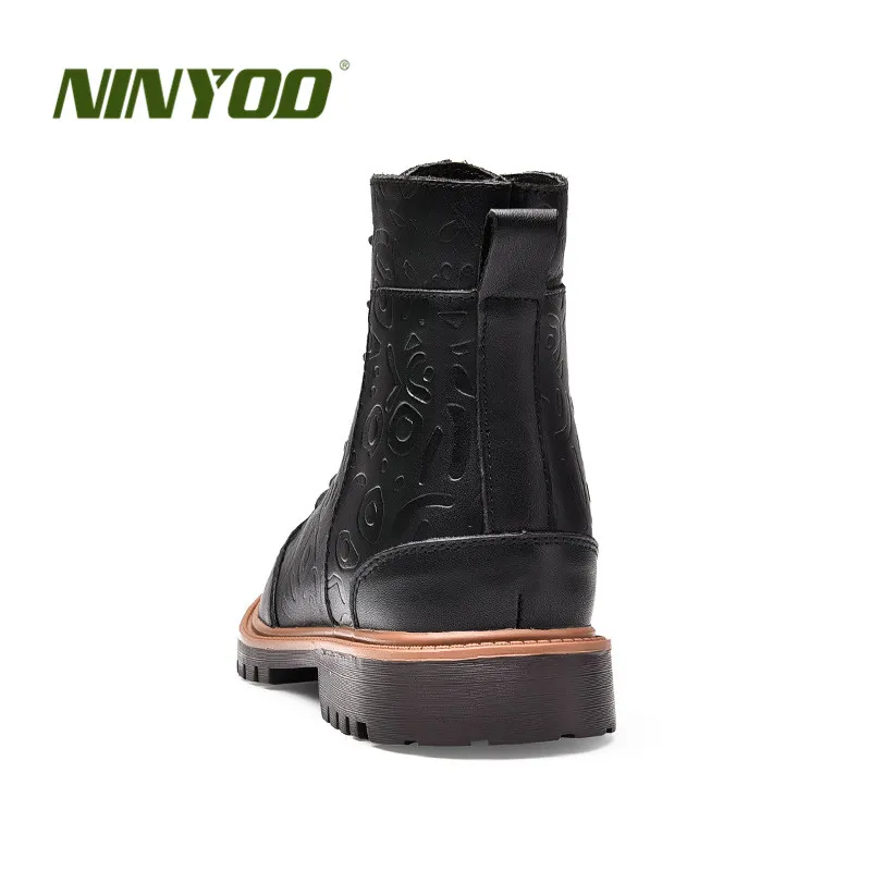 NINYOO/новые модные мужские зимние ботинки из натуральной кожи Мартенс