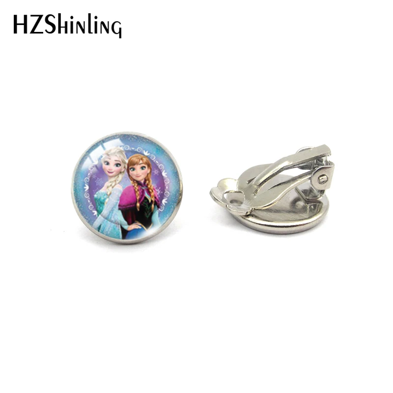 Silver-6 HZSHINLING/Лидер продаж, модные серьги с изображением Эльзы и Анны, кабошон, без пирсинга, лучшие подарки для девочек - Окраска металла: Silver-6