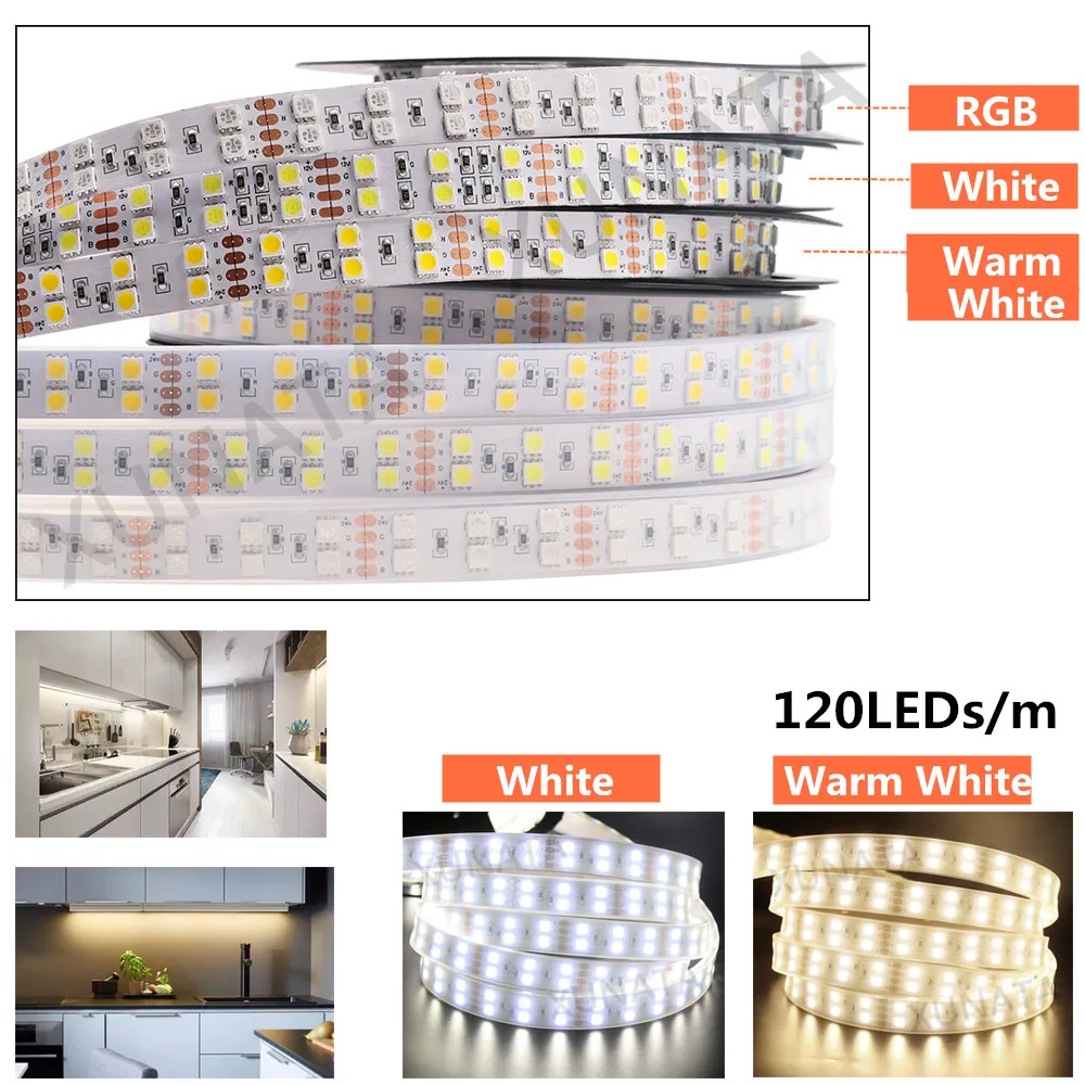DC12V 5050 Светодиодная лента 120 светодиодный s/M 5 м/лот IP68 силиконовая трубка