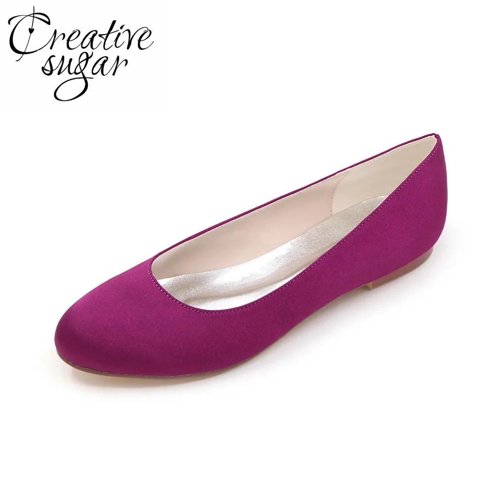 Creativesugar лаконичные женские свадебные вечерние атласные туфли без шнуровки на