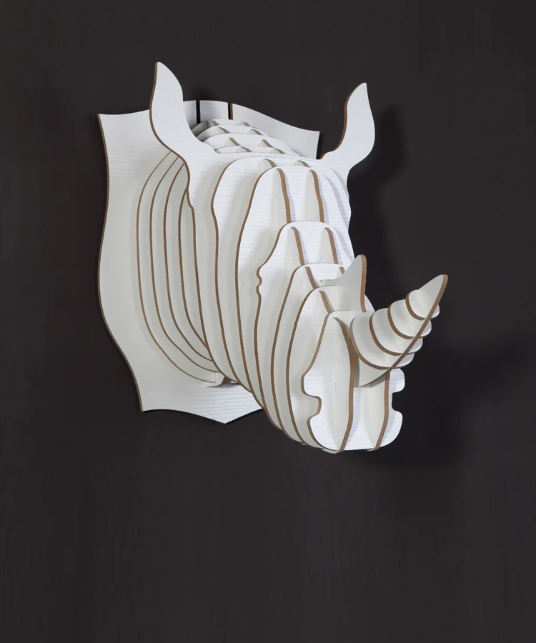 Nodic DIY Craft для украшения дома носорог глава орнамент деревянные головы животных