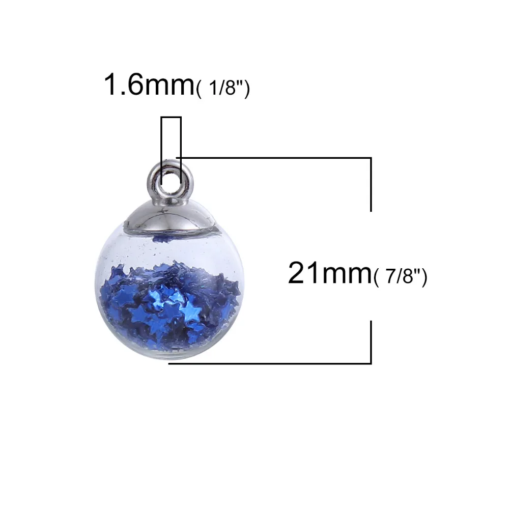DoreenBeads DIY фурнитура Подвеска Стекло Шарм прозрачное стекло пузырь пентаграмма звезда многоцветный блестки 21 мм x 16 мм, 20 шт