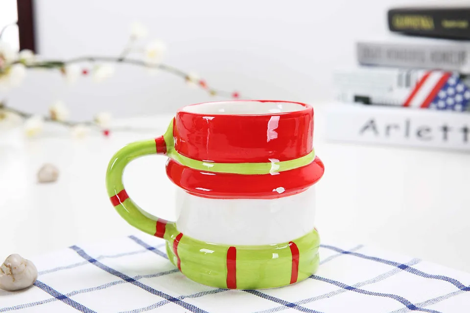 

1PC 380ML New Christmas Ceramic Coffee Mug 3D Santa Claus Creative Cartoon Milk Breakfast Cup Christmas Gift ENQ 004