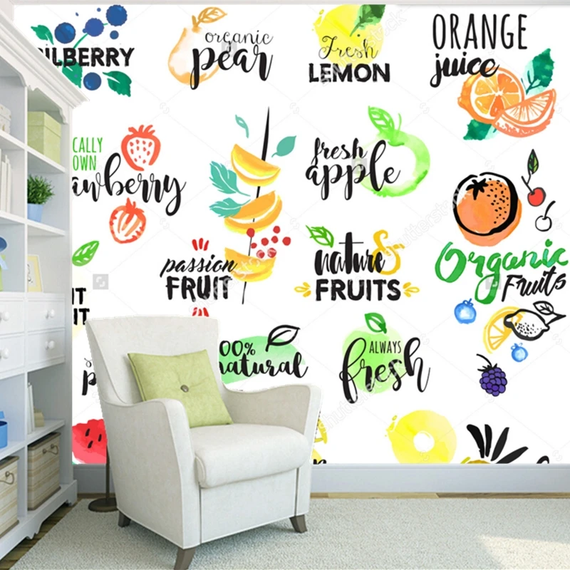

Fruit wallpaper,Fruit Label,3D modern mural for kitchen restaurant coffee shop shop background wall silk papel de parede