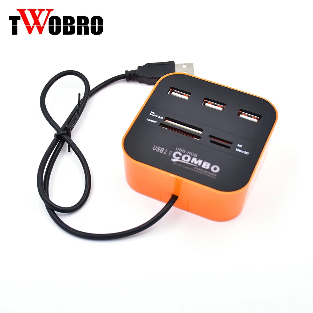 Горячая продажа USB комбо 3 порта usb-хаб 2 0 хаб + Мульти кард-ридер все в одном для