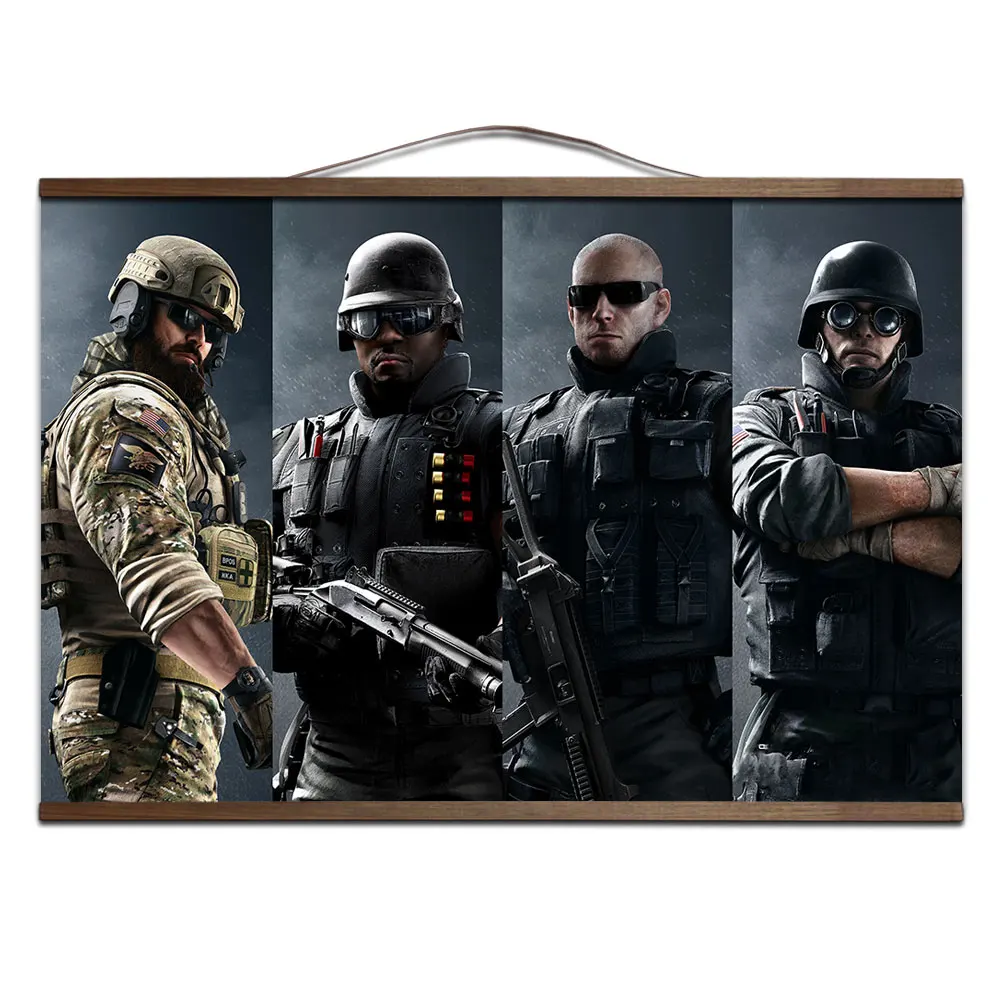 10 Радуга Six Siege игра плакат для HD холст живопись настенные картины для гостиной с твердой древесины подвесной свиток - Цвет: 10