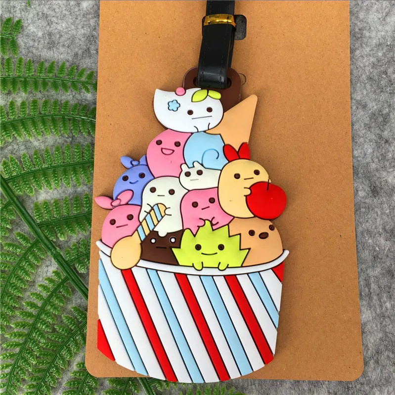2018 Mala Japanese Cartoon Series Corner Biological Ice Cream Shape Pvc Soft Plastic Luggage Tag Bag Pendant Travel Accessories | Багаж и