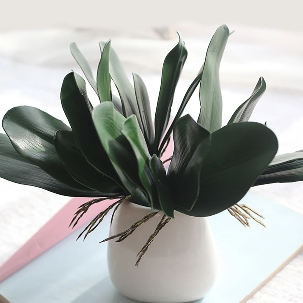 

2/4pcs Artificial Orchid Phalaenopsis Leaves Potted Plant Leaf Fake flowers Home Office Decorative