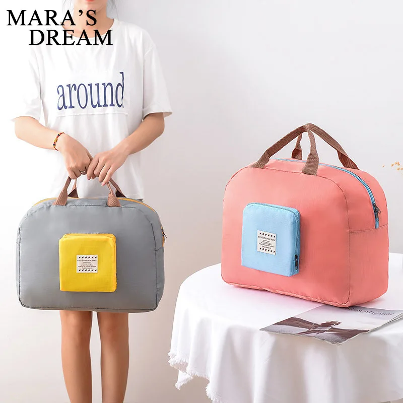 

Mara's Dream Women travel bag fashion can fold large capacity Women bag casual Patchwork color Women storage bag
