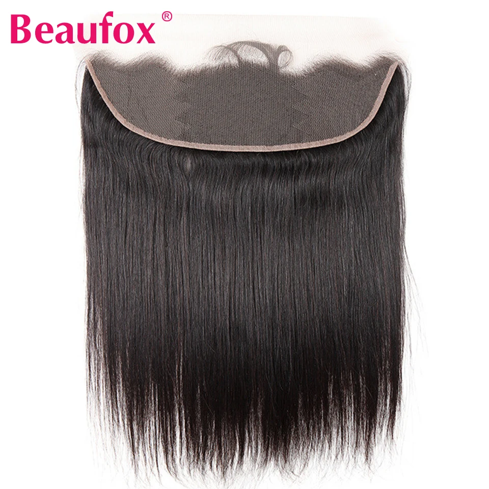 Beaufox 13*4 уха в ухо Кружева Фронтальная Закрытие бразильские прямые человеческие волосы Кружева Фронтальная свободная часть remy наращивание волос