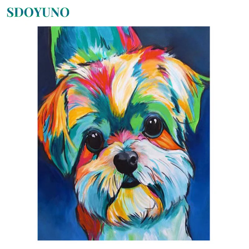 SDOYUNO 40X50cm рамка для покраски животных по номерам красочная собака DIY домашнего