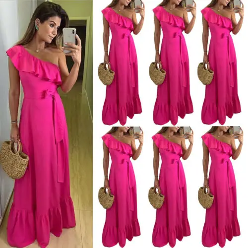 Женское Ассиметричное платье с одним плечом облегающее ТРАПЕЦИЕВИДНОЕ длинное