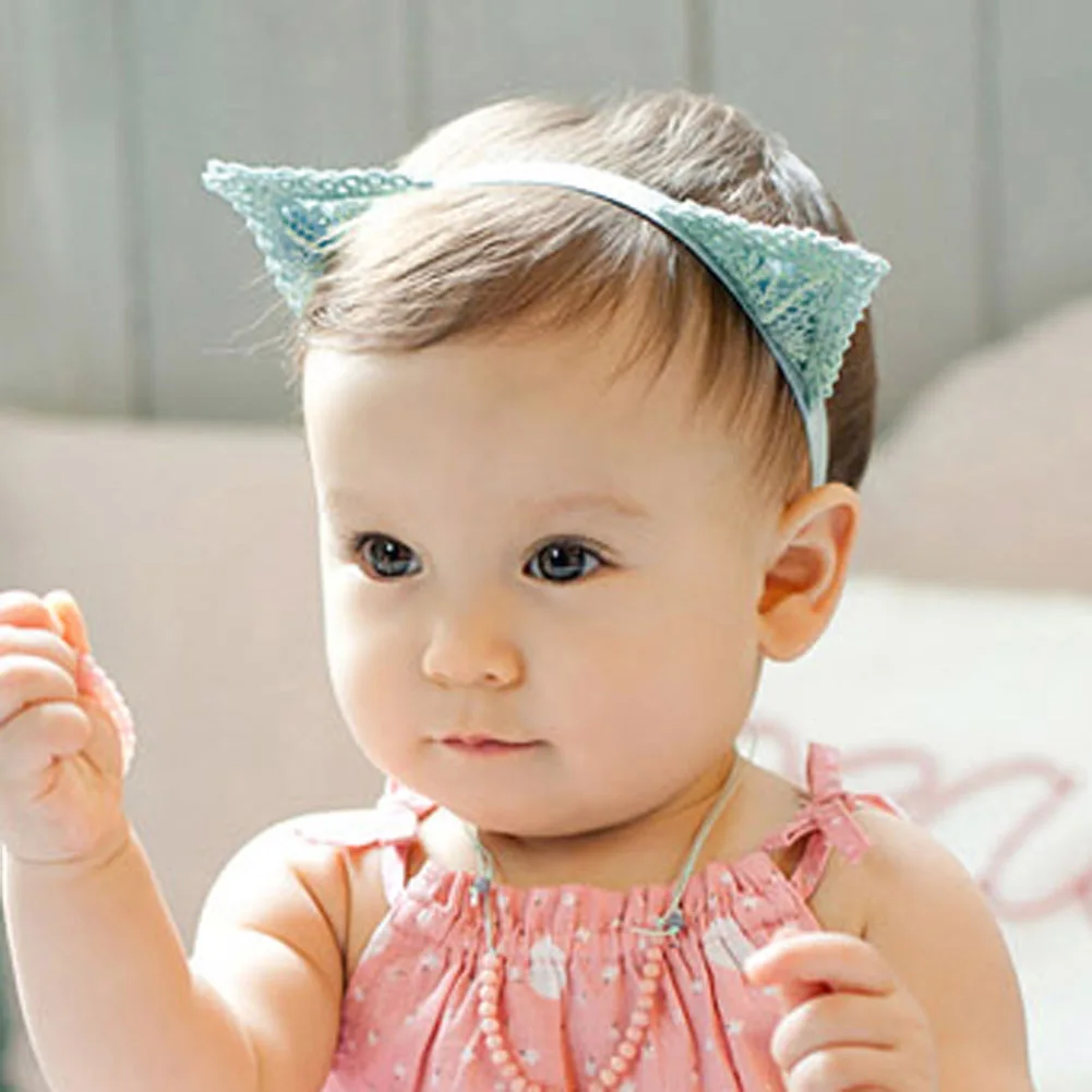 Yundfly Милая повязка на голову с кошачьими ушками для малышей Детская резинка волос