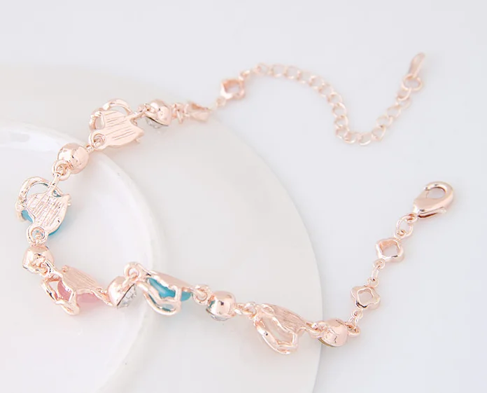 Bohemia Trendy Mix Color Rhinestone Chain &amp Link Bracelets Gold-rose Charm for Girl Woman Fashion Personalized Jewelry | Украшения и