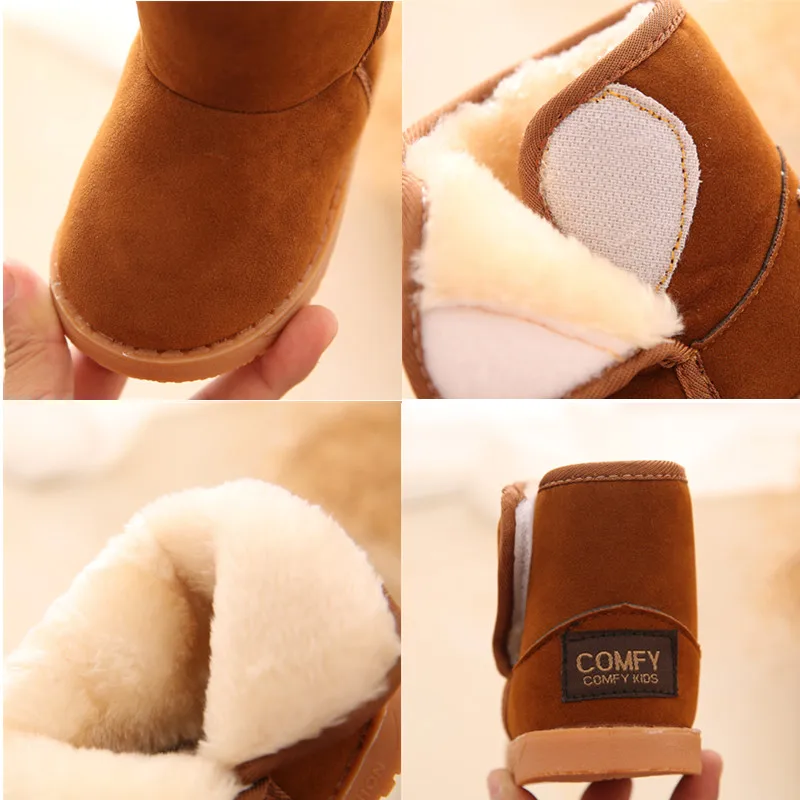 Winter Warm Boys Girls Snow Boots Shoes Fashion Flat With Plush Child Kids 13-15 CM Baby Toddler | Детская одежда и обувь