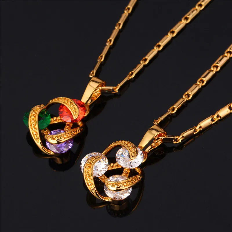 U7 Уникальный Дизайн Циркон Ожерелье Установить Оптовая Позолоченный