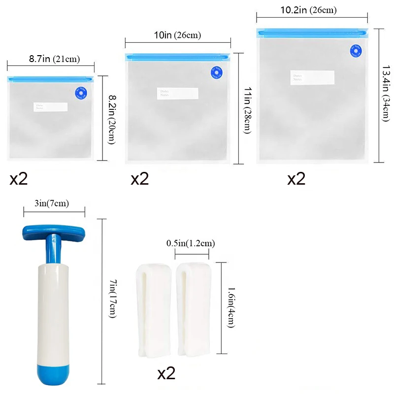 White and Blue Вакуумные пакеты для запечатывания еды без BPA Sous Vide сумки многоразового использования для хранения еды морозильная камера и воды кулинарные пакеты с воздушным насосом - Цвет: White and Blue