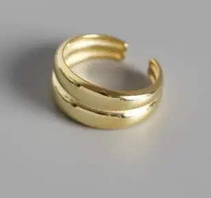 gold SHANICE 925 пробы Серебряное кольцо для открытия минималистичное INS геометрическое Двухслойное простое круглое модное серебряное ювелирное изделие - Цвет основного камня: gold