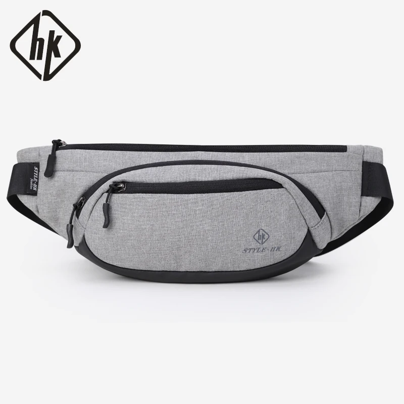 Hk Fanny Pack Мужские Черные Водонепроницаемые поясные сумки для мужчин модный портсигар чехол для телефона пояс для денег для путешествий защитный кошелек - Цвет: Gray