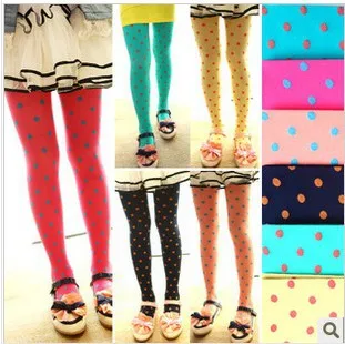 Бархатные колготки в горошек для девочек жаккардовые детские карамельных цветов