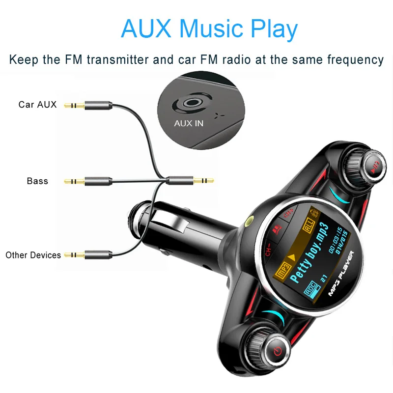 Bluetooth автомобильный комплект mp3 плеер беспроводной FM передатчик Aux модулятор с USB