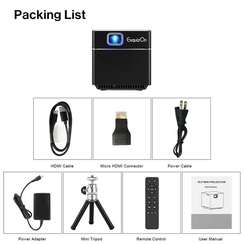 Карманный мини проектор Exquizon S6 1080P HD Pico беспроводной смарт видеопроектор с Wi Fi