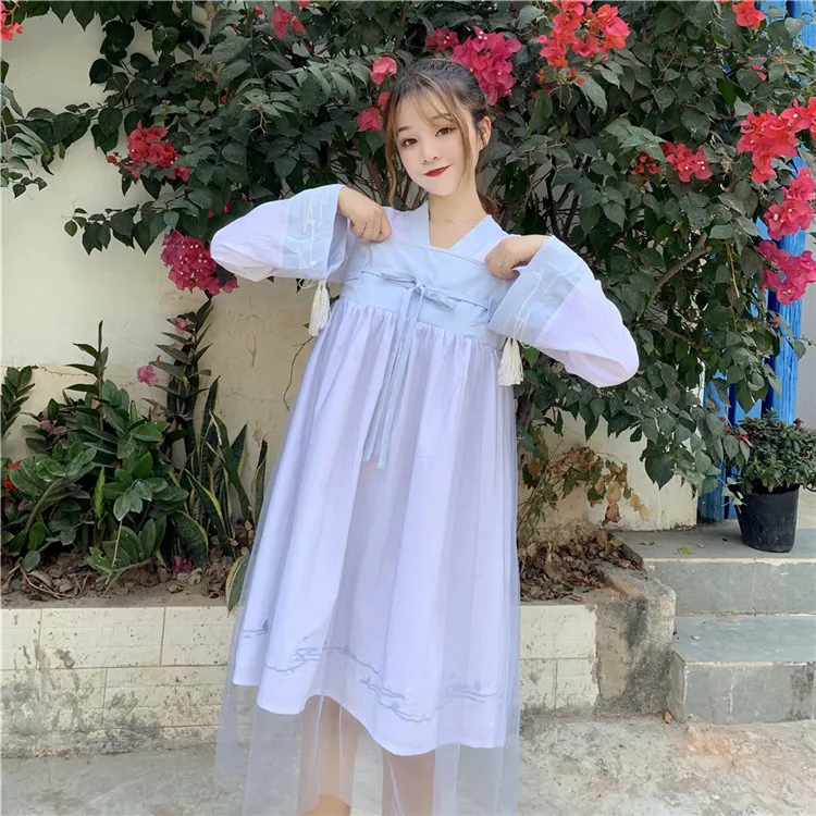 Летний новый японский Улучшенный костюм ханьфу повседневное сказочное платье с