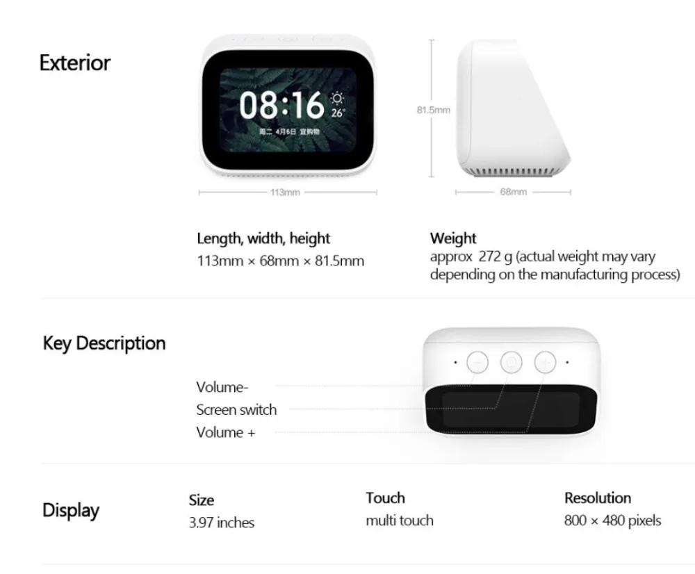 Xiaomi AI уход за кожей лица сенсорный экран Bluetooth 5,0 динамик цифровой дисплей Будильник Wi Fi Smart Connection с видео дверные звонки