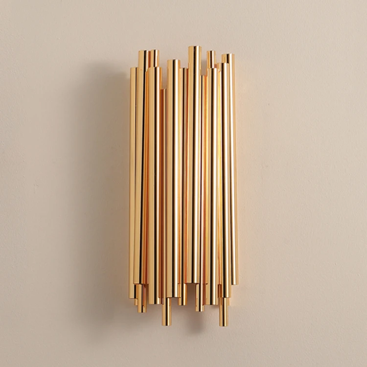 Nordic personality metel gold pipe wall lamp living room villa industrial background lighting sconce | Лампы и освещение