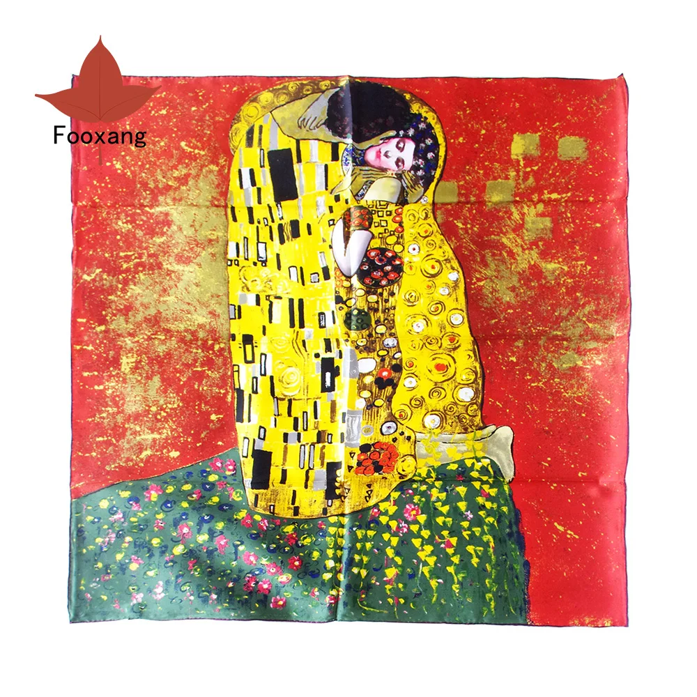 Модный женский квадратный шарф 100% шелковый платок картины маслом обертывания и