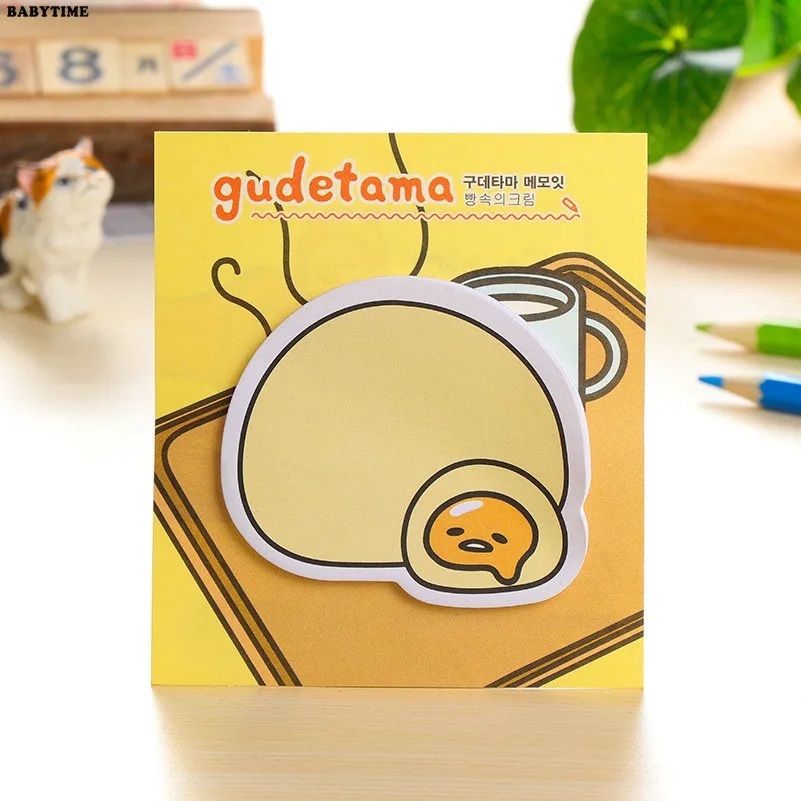 2PCS Cute Kawaii Gudetama Lazy Egg Self-Adhesive Memo Pads Sticky Notes Post It Decorative Bookmark School Office Supply | Канцтовары