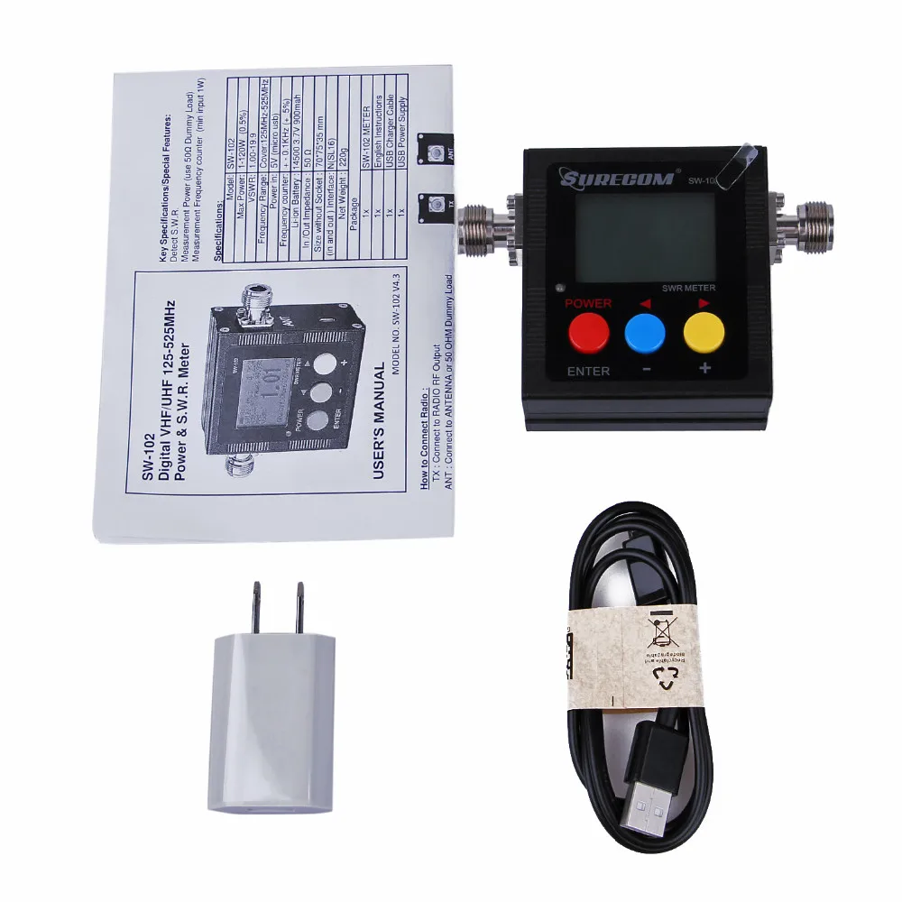 SURECOM цифровой радиоприемник передатчик SW102 125 МГц ~ 525 VHF/UHF с частотой и измерителем