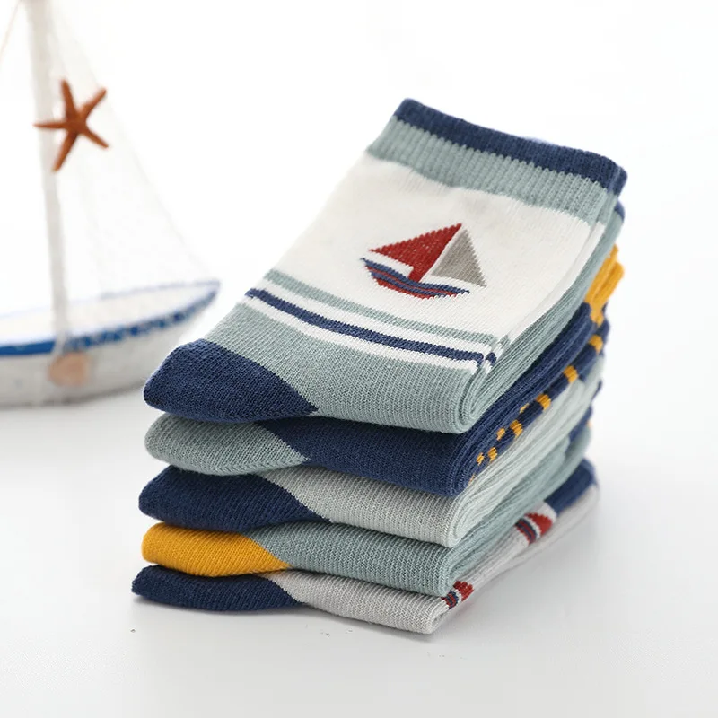 2018 сезон осень зима Новинка Детские носки Хлопковые для малышей в виде парусника