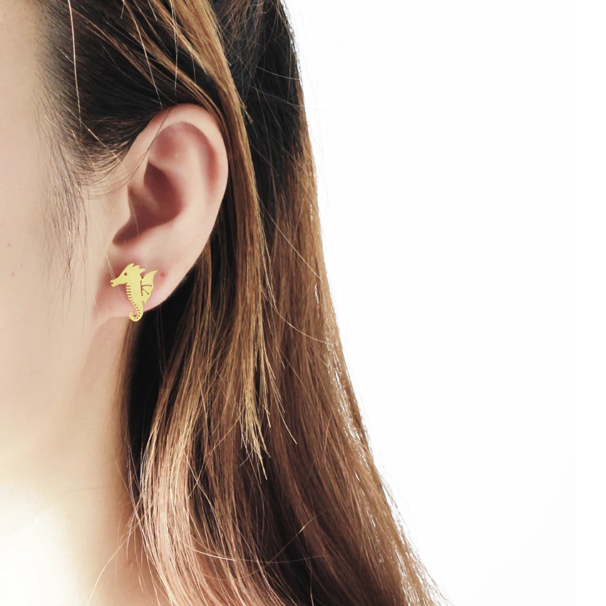 V притягивающие из нержавеющей стали милые маленькие сережки гвоздики Seahorse для