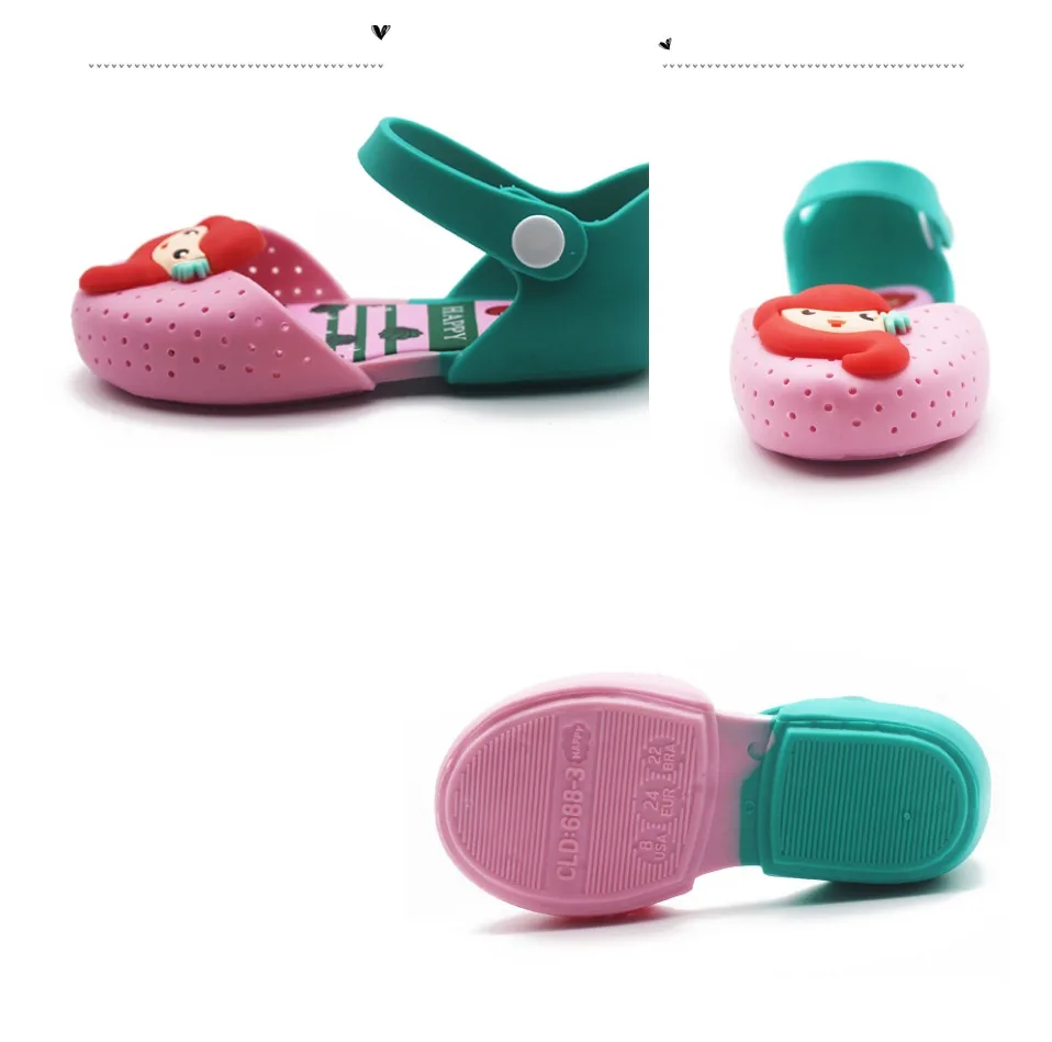 Mini Melissa/стильные прозрачные сандалии принцессы русалки для девочек; Новинка года; милые прозрачные сандалии для девочек; Детские пляжные сандалии с мягкой подошвой