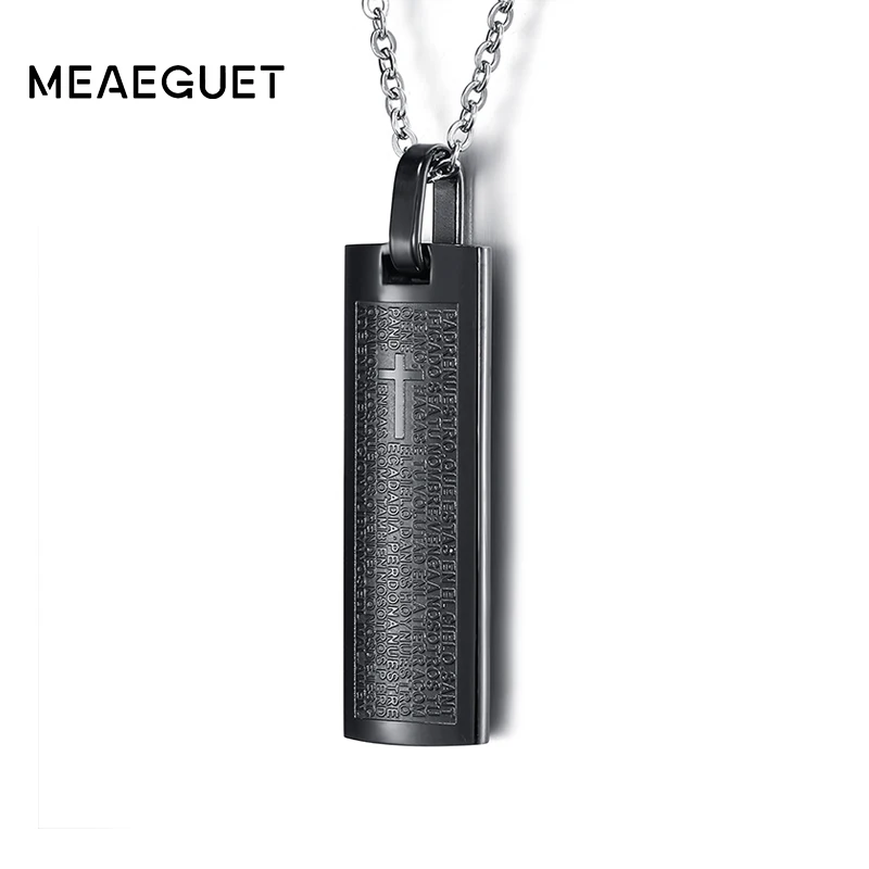 Meaeguet тренд христианский крест подвеска цилиндрической формы ожерелье для мужчин 316L нержавеющая сталь бутик библейские ожерелья для верующих(с изображением Иисуса) ювелирные изделия