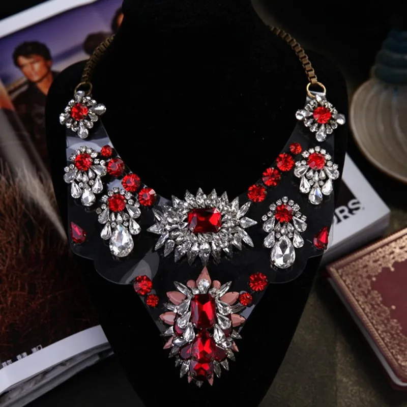 Новые Роскошные заявление gem Кристалл ручной shourouk Воротник Колье Ожерелье 674 - Окраска металла: 21