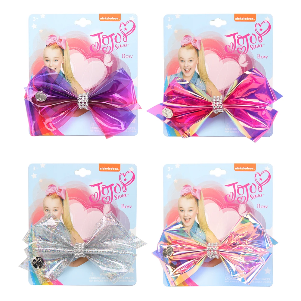 CN 5.5&quot Transparent Rainbow Jojo Bows With Rhinestone Hair For Girls Children Party Hairgrips Accessories Siwa |